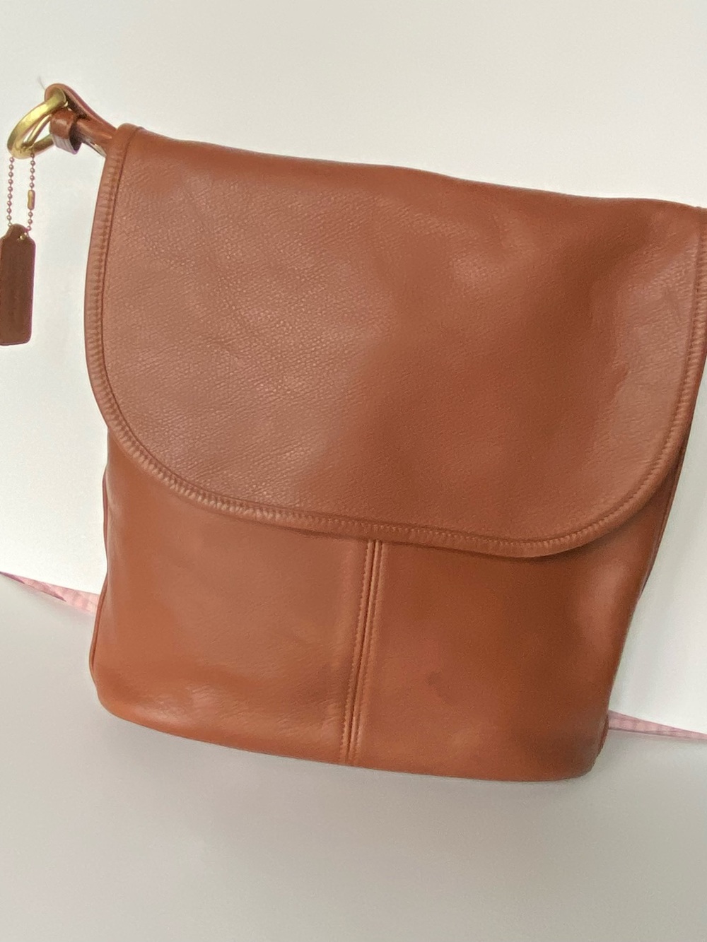 Coach Saddle-Style Leather Shoulder Bag in Cognac Brown